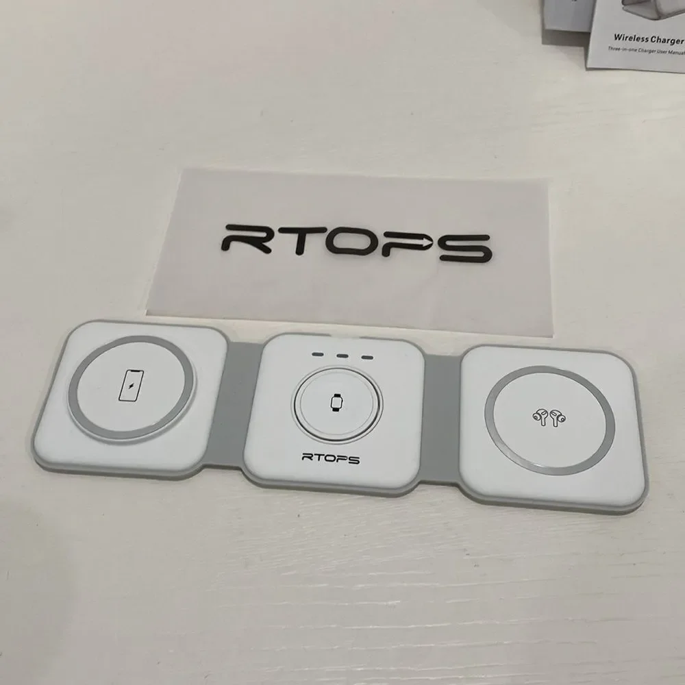 RTOPS 3 In 1 Portable Magnetic Wireless Charger IPhone Apple Watch AirPods White